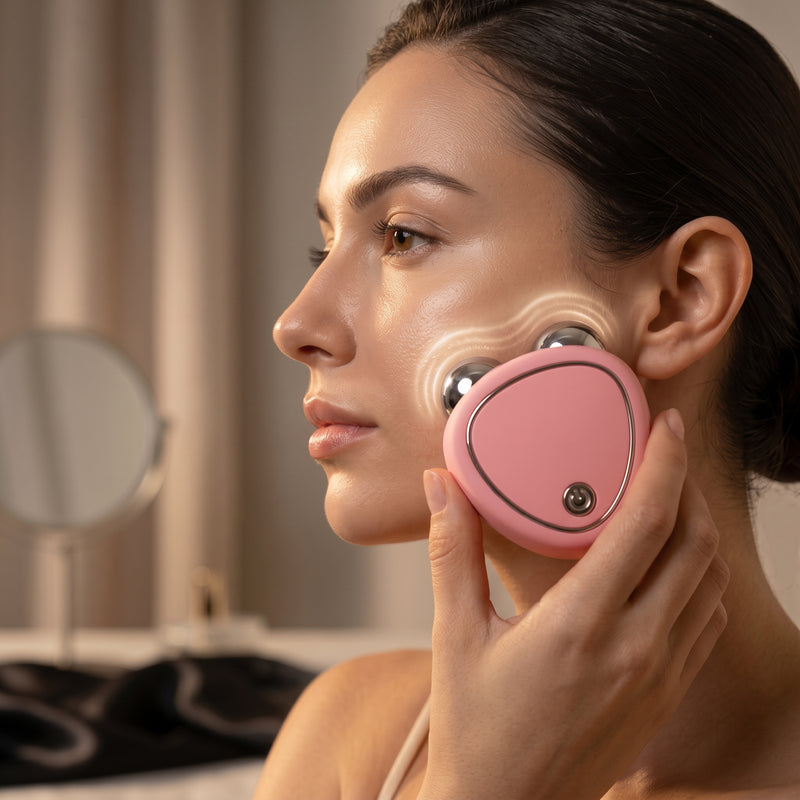 Masajeador facial esculpidor Tone & Lift en uso
